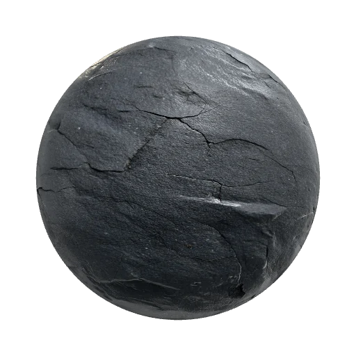 Weathered basalt rock, dark gray volcanic stone… — seamless stone PBR material preview