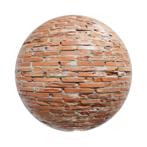 Mortar brick wall, partially damaged — seamless stone PBR material preview