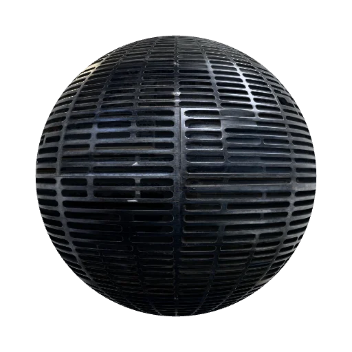 Industrial steel ventilation grate, top-down… — seamless metal PBR material preview
