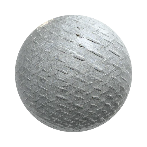 industrial diamond plate steel flooring, raised tread… — seamless metal PBR material preview