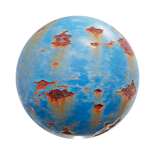 Ржавое железо синего цвета с облезлой краской — seamless metal PBR material preview