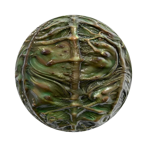 The alien creature's skin is green with brown… — seamless organic PBR material preview
