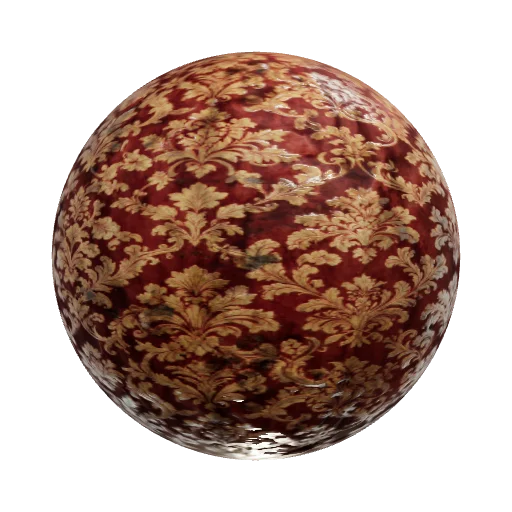 a damask wallpaper that is very damaged and is red and gold. make sure there is — seamless fabric PBR material preview