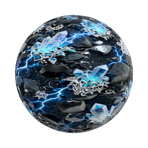 Appearance Obsidian handle Large glowing blue crystal… — seamless metal PBR material preview