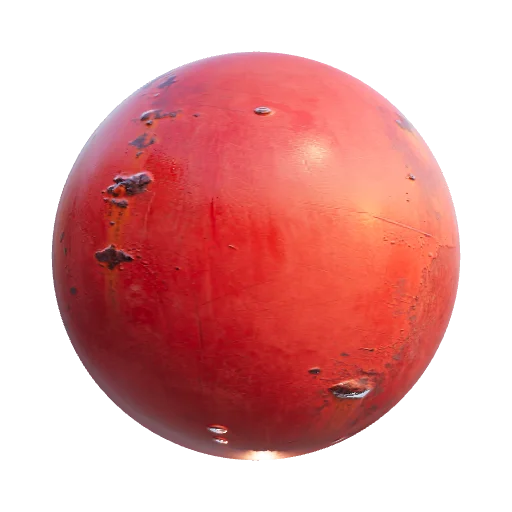 A detailed flat texture of a weathered industrial red… — seamless metal PBR material preview
