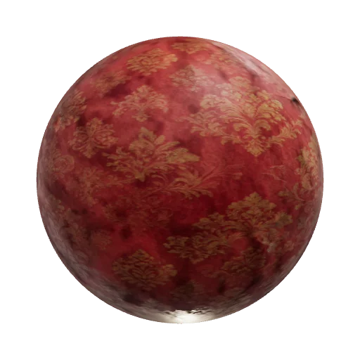 a cheap damask wallpaper that is very damaged and is red and gold. make SURE the — seamless organic PBR material preview