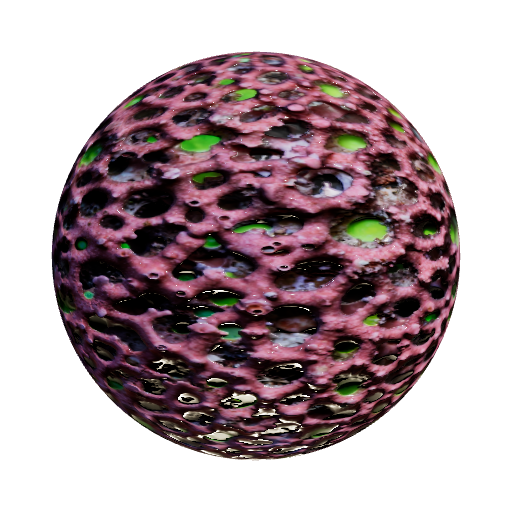 Rough, pink saltwater coral with still fluorescent… — seamless organic PBR material preview