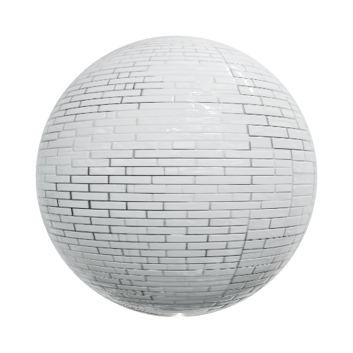 White bricks with thin black outline reflective… — seamless stone PBR material preview