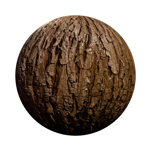 regular brown bark for tree trunk — seamless wood PBR material preview