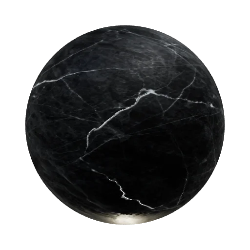 realistic dark marble countertop texture, black stone with natural white mineral — seamless stone PBR material preview