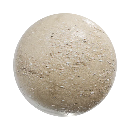 Natural beach shell gravel mixed with fine beach sand… — seamless ground PBR material preview