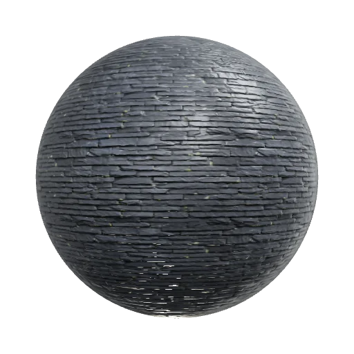 Black slate roof tile, mossy edges — seamless stone PBR material preview