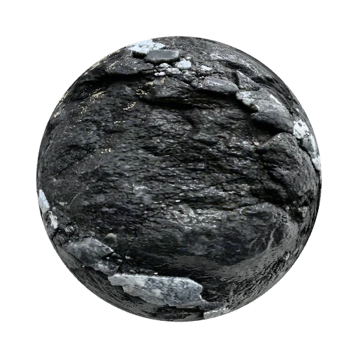 Steel Ore Metal in Rock — metal PBR material preview