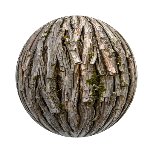 Old Pacific Northwest pine tree bark covered with… — seamless wood PBR material preview