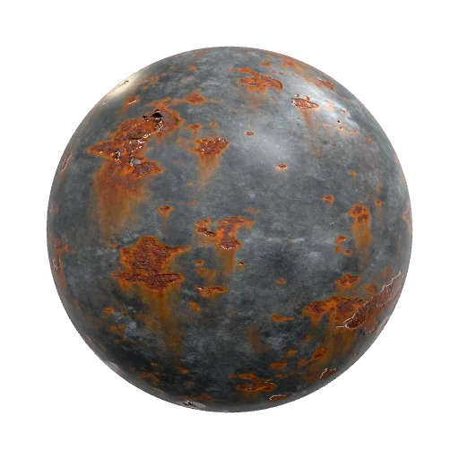 Heavily rusted old iron metal texture, corroded steel… — seamless metal PBR material preview