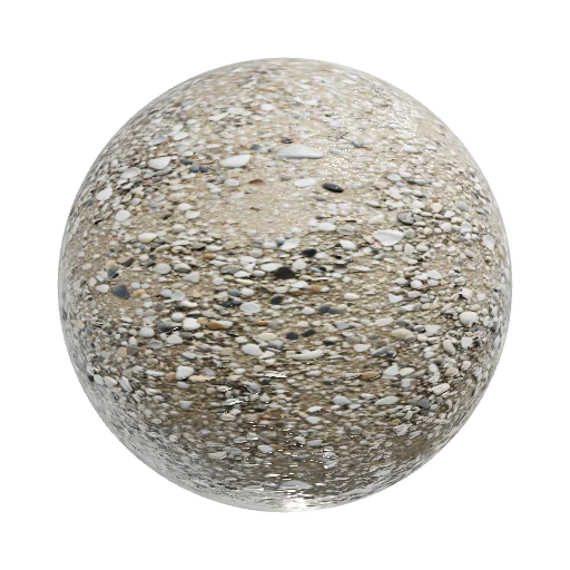 Crushed seashell gravel, broken shell fragments of… — seamless ground PBR material preview
