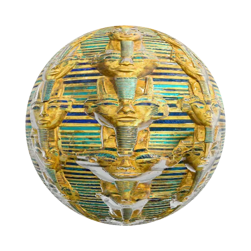 Front-facing PBR texture of an ancient Egyptian… — seamless metal PBR material preview