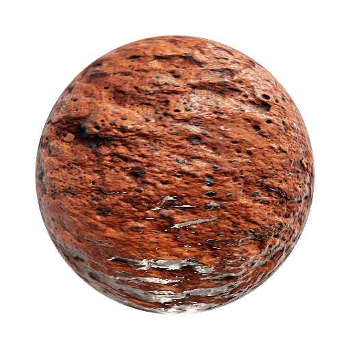 Exfoliated volcanic glass, rough orange surface with… — seamless stone PBR material preview