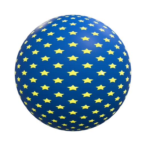 cute blue ball wıth yellow stars — seamless fabric PBR material preview