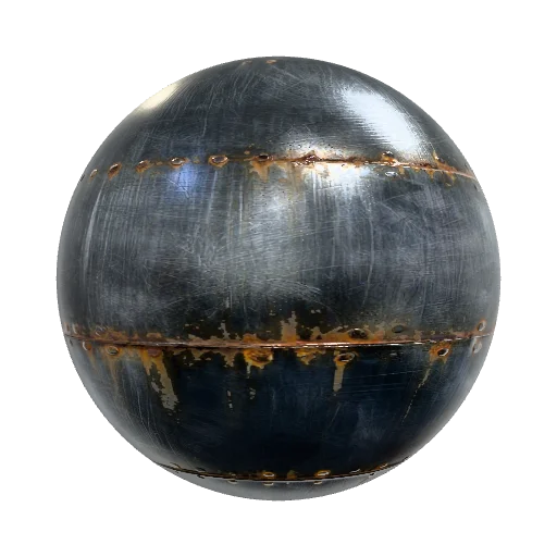 Reinforced steel, some scratches and rust. NO any… — seamless metal PBR material preview