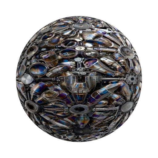 текстура ленты 15 лепестков сопла истребителя F-16 — seamless metal PBR material preview