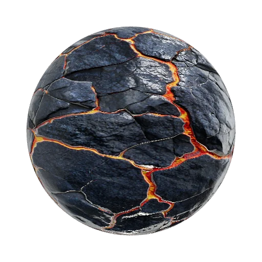 seamless cracked rock with glowing lava. make it… — seamless stone PBR material preview