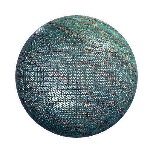 Rusted fire escape ladder, peeling dark green powder… — seamless metal PBR material preview