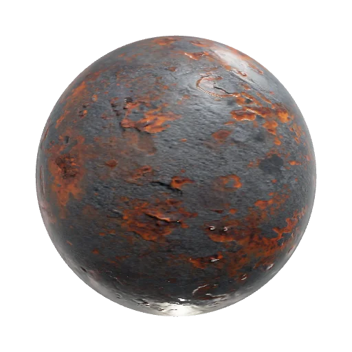 Rusty cast iron bicycle rack with distressed finish — seamless metal PBR material preview
