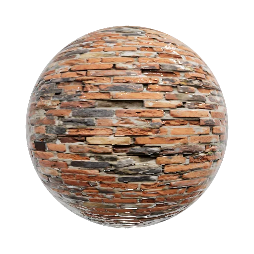 Создай материал кирпичной кладки стены которая заброшенная такая — seamless stone PBR material preview