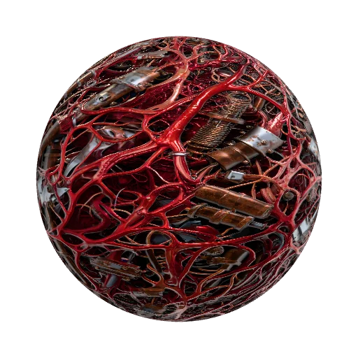 Veins and Flesh melded with machine. Body Horror. PBR. — seamless organic PBR material preview