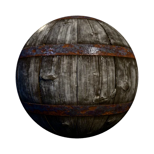 Create a seamless PBR texture of a wooden barrel made… — wood PBR material preview