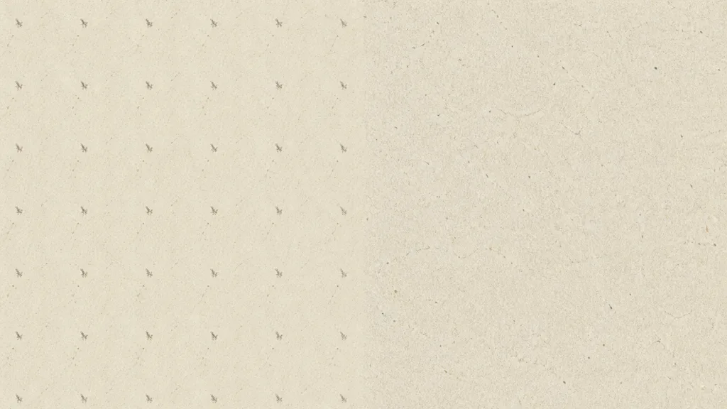 Top-down paper comparison with repeated dark fiber clumps in a regular pattern on one side and a naturally distributed fiber field on the other